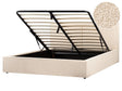 EU Super King Size Panel Bed 6ft Beige Boucle Upholstery Storage Ottoman Slatted Frame Contemporary Modern Bedroom Beliani