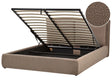 EU King Size Ottoman Bed Brown Boucle Fabric 5ft3 Upholstered Frame Cushion Back Storage Cosy Bedroom Modern Beliani