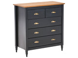 Sideboard Black 5 Drawer Chest Storage Unit Scandinavian Style Wooden Top Beliani