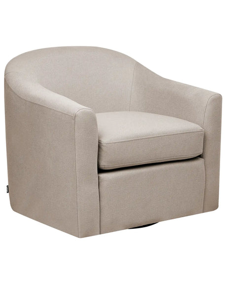Swivel Armchair Taupe Polyester Fabric Water Repellent Retro Minimalistic Living Room Furniture Beliani