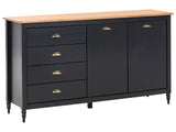 Sideboard Black 2 Door 4 Drawer Cabinet Storage Unit Scandinavian Style Wooden Top Beliani