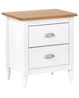 Bedside Table Nightstand White and Light Wood 2 Drawers Retro Beliani