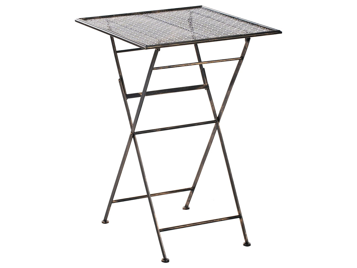 Garden Bar Table Black Iron Foldable Distressed Metal Round Table for 2 Outdoor French Retro Style Beliani
