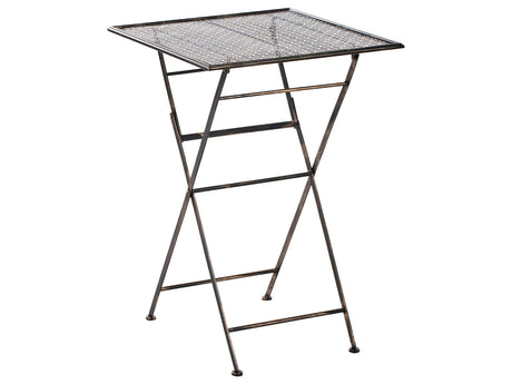 Garden Bar Table Black Iron Foldable Distressed Metal Round Table for 2 Outdoor French Retro Style Beliani