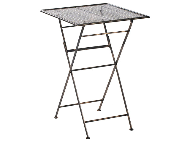 Garden Bar Table Black Iron Foldable Distressed Metal Round Table for 2 Outdoor French Retro Style Beliani