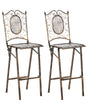 Set of 2 Garden Bar Chairs Black Iron Foldable Distressed Metal Outdoor UV Rust Resistance French Retro Style Beliani