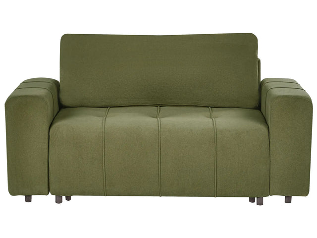 2 Seater Sofa Green Fabric Upholstery with Storage Thickly Padded Modern Style Living Room Furniture Beliani