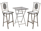 Garden Bar Set Black Iron Foldable Distressed Metal 2 Chairs Table Outdoor UV Rust Resistance French Retro Style Beliani