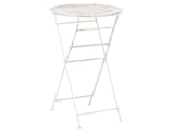 Garden Bar Table Light Beige Iron Foldable Distressed Metal Round Table for 2 Outdoor French Retro Style Beliani