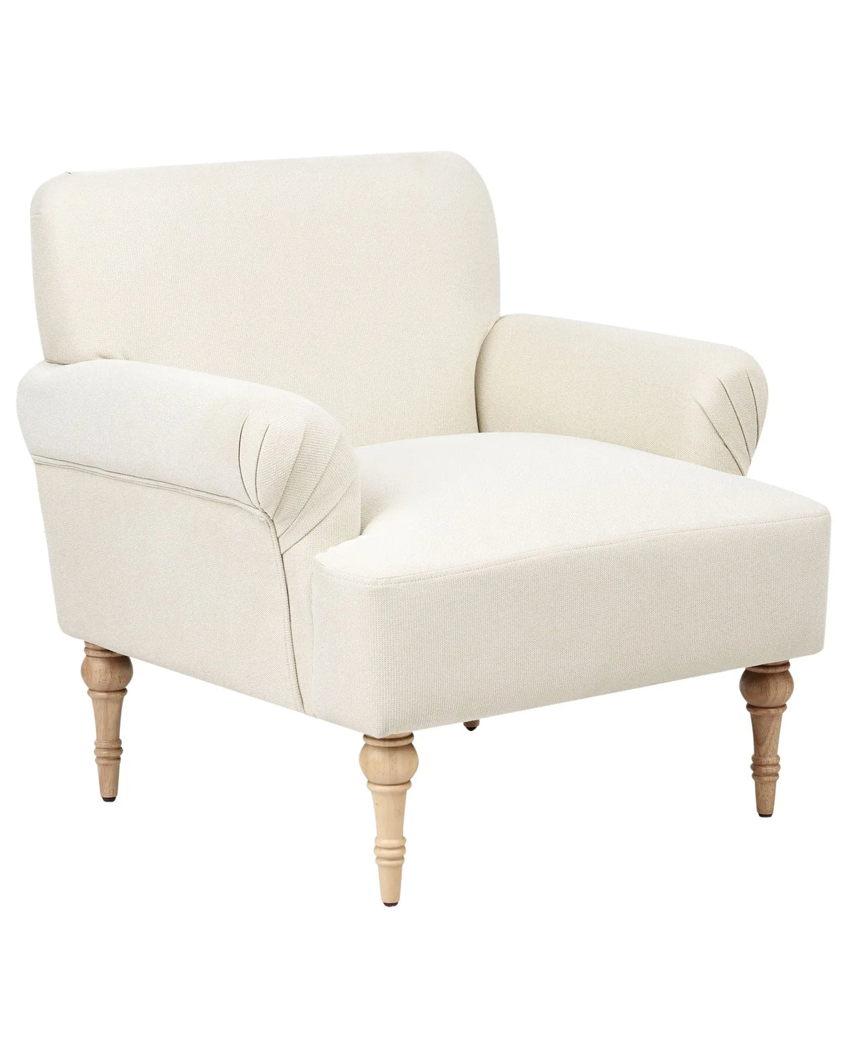Armchair Light Beige Polyester Fabric Water Repellent Rubberwood Legs Retro Minimalistic Living Room Furniture Beliani