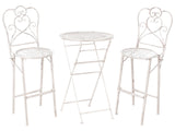 Garden Bar Set Light Beige Iron Foldable Distressed Metal 2 Chairs Table Outdoor UV Rust Resistance French Retro Style Beliani