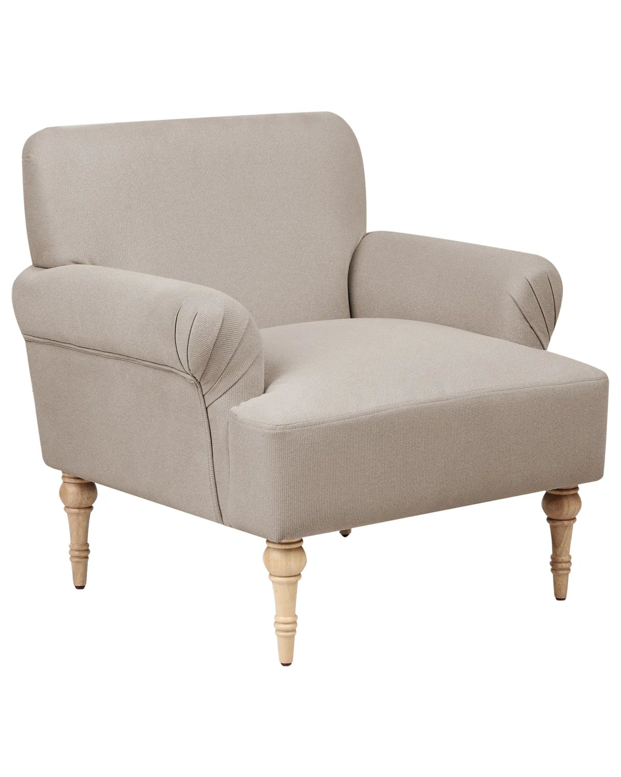 Armchair Taupe Polyester Fabric Water Repellent Rubberwood Legs Retro Minimalistic Living Room Furniture Beliani