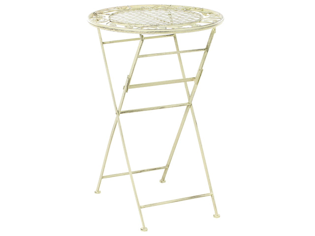 Garden Bar Table Light Green Iron Foldable Distressed Metal Round Table for 2 Outdoor French Retro Style Beliani
