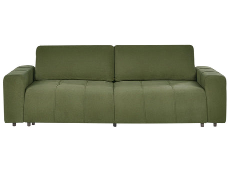 3 Seater Sofa Bed Green Fabric Upholstery with Storage Thickly Padded Modern Style Living Room Furniture Beliani