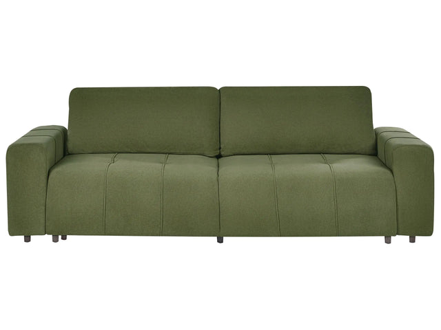 3 Seater Sofa Bed Green Fabric Upholstery with Storage Thickly Padded Modern Style Living Room Furniture Beliani