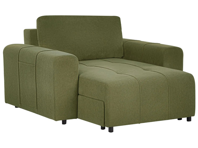 Chaise Lounge Green Fabric Upholstery Armrests Cushion Backrest Modern Design Symmetrical Living Room Beliani