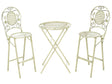 Garden Bar Set Light Green Iron Foldable Distressed Metal 2 Chairs Table Outdoor UV Rust Resistance French Retro Style Beliani