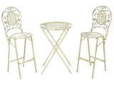 Garden Bar Set Light Green Iron Foldable Distressed Metal 2 Chairs Table Outdoor UV Rust Resistance French Retro Style Beliani