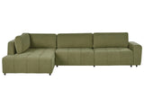 4 Corner Seater Sofa Bed Right Handed Green Fabric Upholstery with Storage Thickly Padded Modern Style Living Room Furniture Beliani