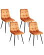 Set of 4 Dining Chairs Velvet Orange Dining Room Iron Legs Modern Style Beliani