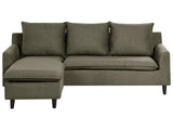 Corner Sofa Dark Green Fabric Upholstery Dark Wood Legs Right Hand Chaise Lounge Pillow Back Beliani