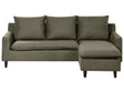 Corner Sofa Dark Green Fabric Upholstery Dark Wood Legs Left Hand Chaise Lounge Pillow Back Beliani