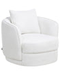 Armchair Off-White Polyester Swivel Cushion Removable Cover Round Back Retro Glam Style Living Room Beliani
