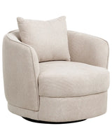 Armchair Light Beige Polyester Swivel Cushion Removable Cover Round Back Retro Glam Style Living Room Beliani