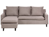 Corner Sofa Taupe Fabric Upholstery Dark Wood Legs Right Hand Chaise Lounge Pillow Back Beliani