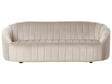 3 Seater Sofa Beige Velvet Contemporary Retro Design Tufted Seat Low Back Beliani