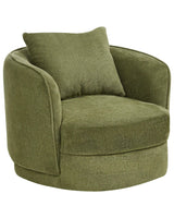 Armchair Green Polyester Swivel Cushion Removable Cover Round Back Retro Glam Style Living Room Beliani