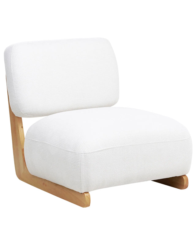 Armchair Off-White Fabric Solid Wood Legs Armless Retro Traditional Living Room Beliani