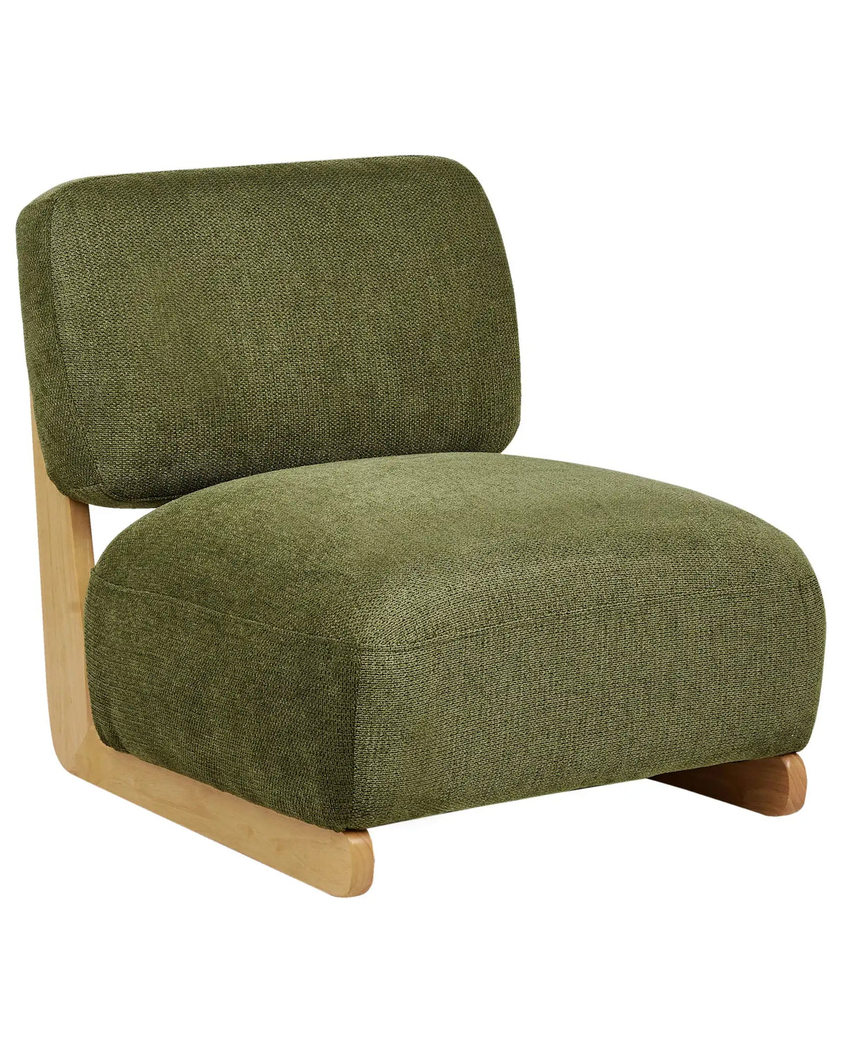 Armchair Green Fabric Solid Wood Legs Armless Retro Traditional Living Room Beliani
