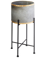 Plant Stand Grey Iron 26 x 26 x 52 cm Indoor Outdoor Metal Flower Pot Industrial Standing Planter Beliani