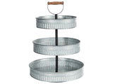 3-Tiered Cake Stand Silver Iron 38 x 38 x 54 cm Decorative Stylish Carved Serving Tray Pastry Holder Beliani