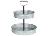 2-Tiered Cake Stand Silver Iron 38 x 38 x 50 cm Decorative Stylish Carved Serving Tray Pastry Holder Beliani