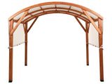 Pergola Off White Wood Fabric Roof Wooden Frame 303 x 300 cm Modern Industrial Garden Pavilion Beliani