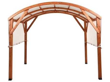 Pergola Off White Wood Fabric Roof Wooden Frame 303 x 300 cm Modern Industrial Garden Pavilion Beliani