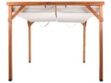 Pergola Beige Fabric Fir Wood Construction 320 x 380 cm Fabric Foldable Shade Wooden Frame Garden Pavilion Beliani
