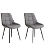 Set of 2 Dining Chairs Grey Faux Leather Black Iron Legs Modern Upholstered Chairs Beliani