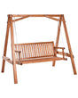 Outdoor Garden Swing Brown Larch Wood Patio Rustic Style Freestanding Beliani