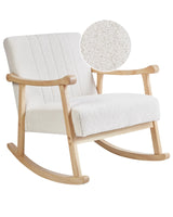 Rocking Armchair Off-White Boucle Upholstery Rubberwood Legs with Armrests Living Room Nursery Beliani