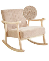 Rocking Armchair Beige Boucle Upholstery Rubberwood Legs with Armrests Living Room Nursery Beliani