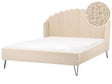 Bed Frame Beige Boucle Upholstery EU King Size 5ft3 Metal Legs Retro Design Chanell Shell Headboard Beliani