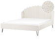 Bed Frame Off White Boucle Upholstery EU Super King Size 6ft Metal Legs Retro Design Chanell Shell Headboard Beliani