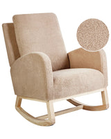 Rocking Chair Beige Boucle Upholstery Rubberwood Light Legs with Armrests Living Room Nursery Beliani