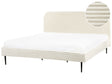 Bed Frame Off-White Corduroy Jumbo Cord EU Super King Size Bed 6ft Upholstered Frame Wide Ridges Beliani