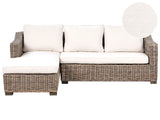 Garden Corner Sofa Natural Rattan 3 Seater Woven Wicker Couch Traditional Style Beliani