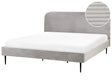 Bed Frame Light Grey Corduroy Jumbo Cord EU Super King Size Bed 6ft Upholstered Frame Wide Ridges Beliani