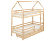 Double Bunk Bed with Storage Light Brown Pine Wood EU Single Size 3ft High Sleeper Children Kids Bedroom Beliani